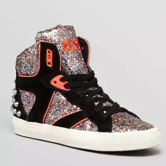 NEW limited edition Ash Glitter Spiked Hightop Spirit Sneakers - Size 38 - Picture 2 of 16